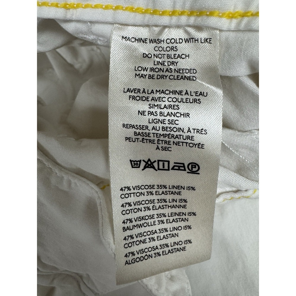 Maeve Linen Blend Colette Pants White Wide Leg Cropped High Rise 32 Classic - Picture 7 of 13